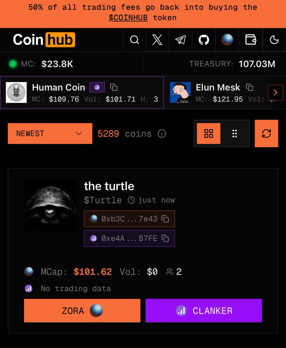 Based_Coinhub's tweet photo. @0xDeployer We autolaunch Pumpfun tokens when they bond, then buy up $coinhub with 50% of the fees. We started on Zora and clankr but realized our product would work better on @bankrbot.

We’d like to deploy our tokens with Bankr, but there’s a 10 launch/day limit. Is there any way we can deploy on Bankr rather than Clankr?

Check out our website at https://t.co/hhEMbdeK2o where all our tokens are easy to view.
