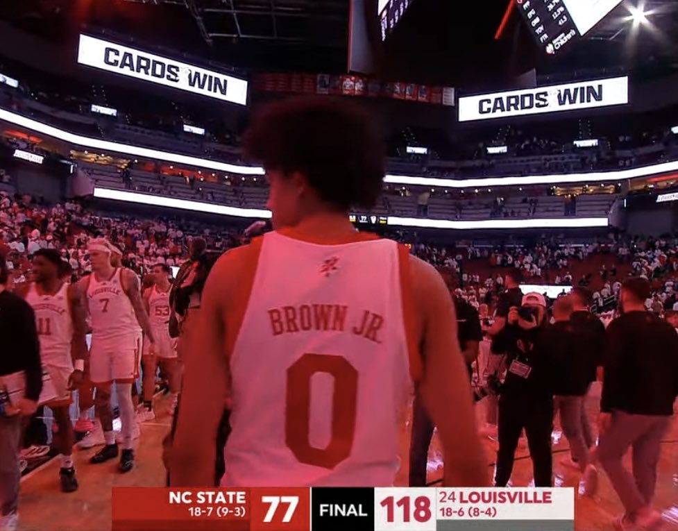 Mikel Brown Jr. scored 45 points in Louisville’s 118-77 rout of NC State.

• Brown’s 45 pts are the most by a freshman in Louisville history

• Brown’s 45 pts tie the Louisville record for points in a game

• Louisville’s 118 pts are their most ever at the KFC Yum Center