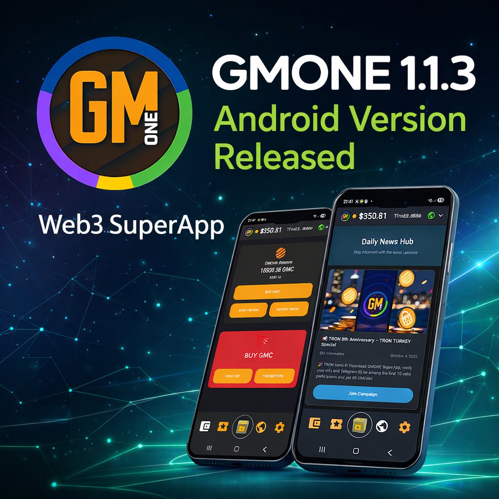 gmbilisim's tweet photo. GMONE 1.1.3 Android Version Now Live! https://t.co/znNXwV0nT6

#GMONE #TRON #crypto $GMCoin $TRX $BLT https://t.co/DputTTzyf8