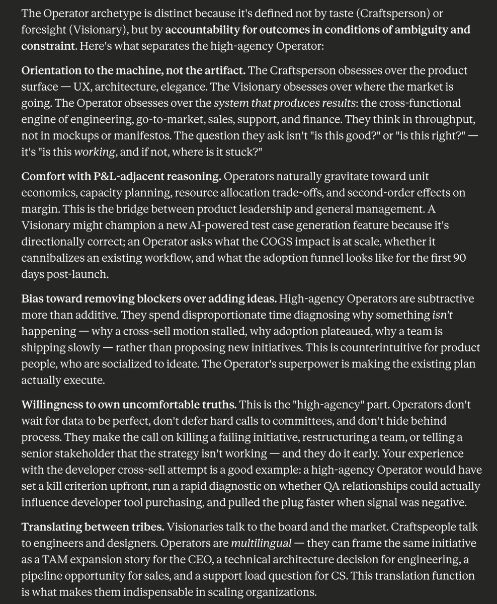 ankitjain's tweet image. The "Operator" archetype for a #Product leader.

What do you agree or disagree with?