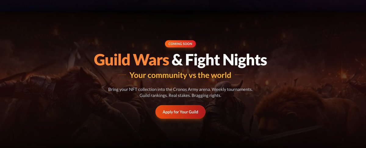 Hey #crofam 
Are you ready for Guild Wars on <a href="/CronosArmy212/">Cronos Army</a> ? 
Many #cronos projects already applied! 
Join Battlefield with us!
