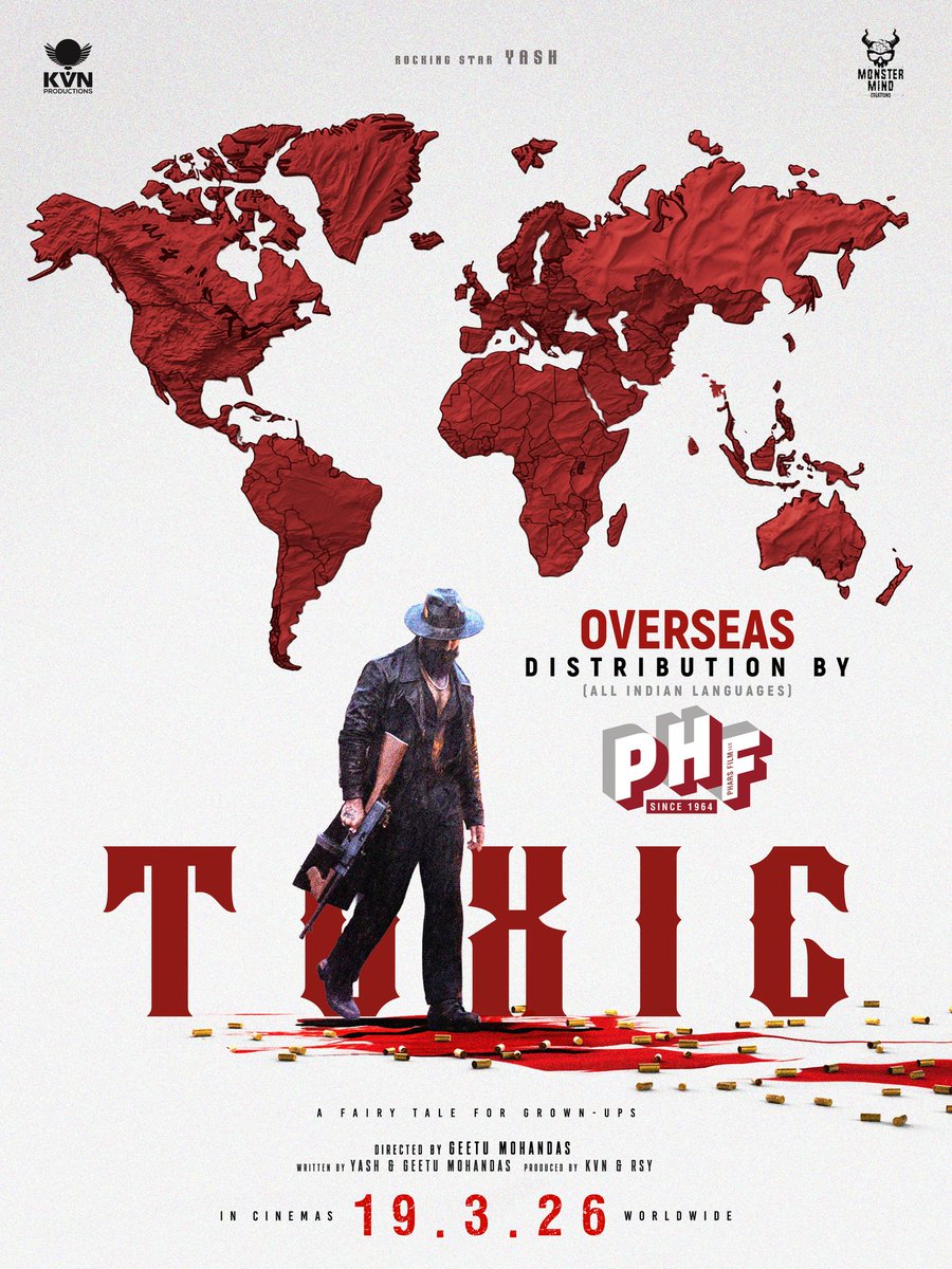 More Territories. Same Intensity.

Toxic: A Fairy Tale for Grown-Ups overseas release across All Indian Languages by <a href="/PharsFilm/">Phars Film Co LLC</a>

Intoxicating the world from 19-03-2026.

#DaddyIsHome #ToxicTheMovie
#TOXIConMarch19th 

<a href="/TheNameIsYash/">Yash</a>
#Nayanthara
<a href="/humasqureshi/">Huma Qureshi</a> <a href="/advani_kiara/">Kiara Advani</a>