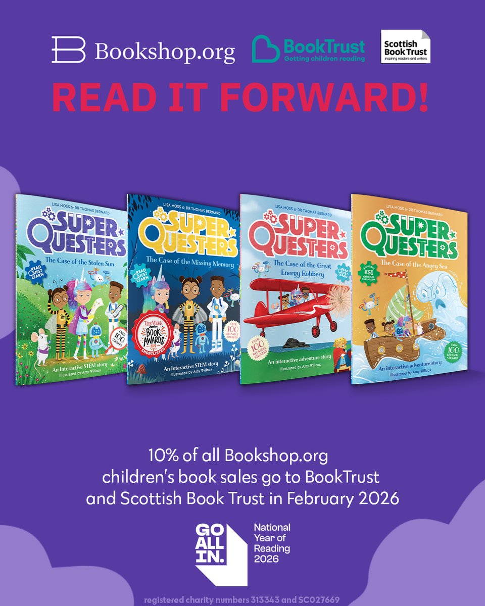 QuestFriendz's tweet photo. ❤️Buy the SuperQuesters from @bookshop_org_uk & they’ll donate 10% to @BookTrust & @scottishbktrust:
☀️The Case of the Stolen Sun
🤖The Case of the Missing Memory
🛩️ The Case of the Great Energy Robbery
🌊 The Case of the Angry Sea
https://t.co/PUcctEtk8f
#ReadItForward! https://t.co/tbbHOLU2mj