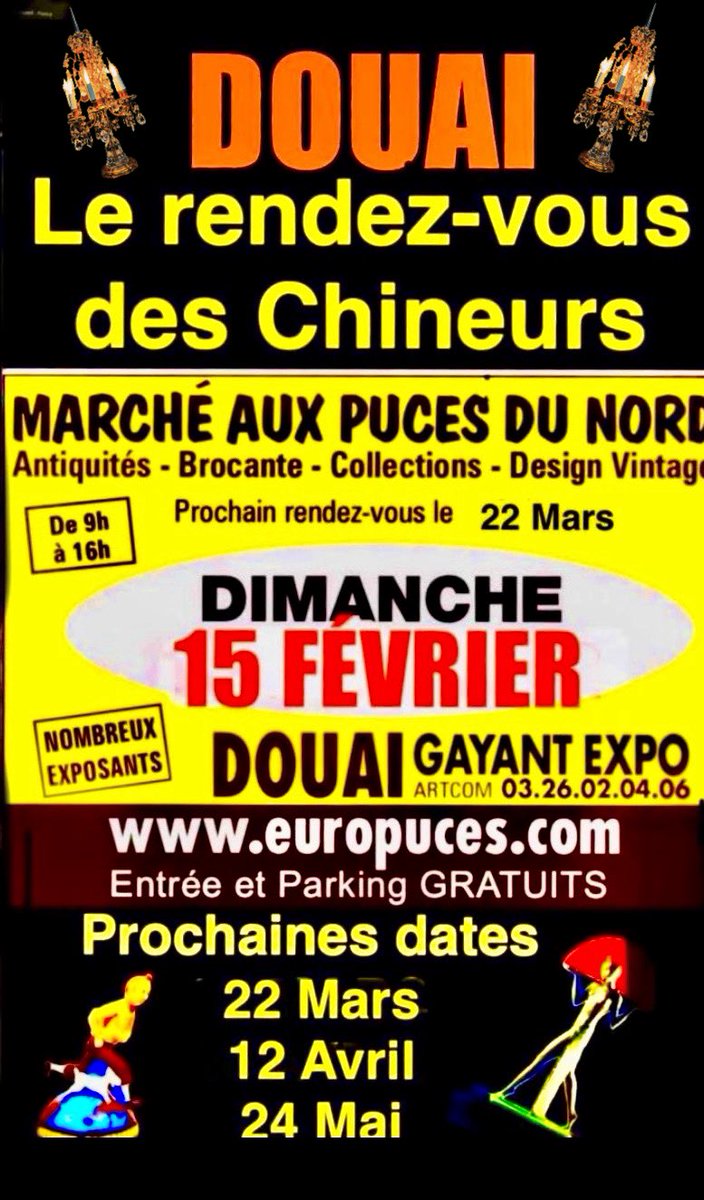 PascalValleise's tweet photo. 🛍️ LES PUCES DU NORD  DOUAI
         HALL de GAYANT EXPO 
📅 Dimanche 15 février | 9h–17h | Entrée libre
Envie de chiner, fouiller, dénicher la perle rare ?
👉 Les Puces du Nord pour une journée 100% brocante &amp; bonnes affaires
#LesPucesDuNord #Brocante #Chiner #Vintage #Sortie https://t.co/mNZTDXwvZD