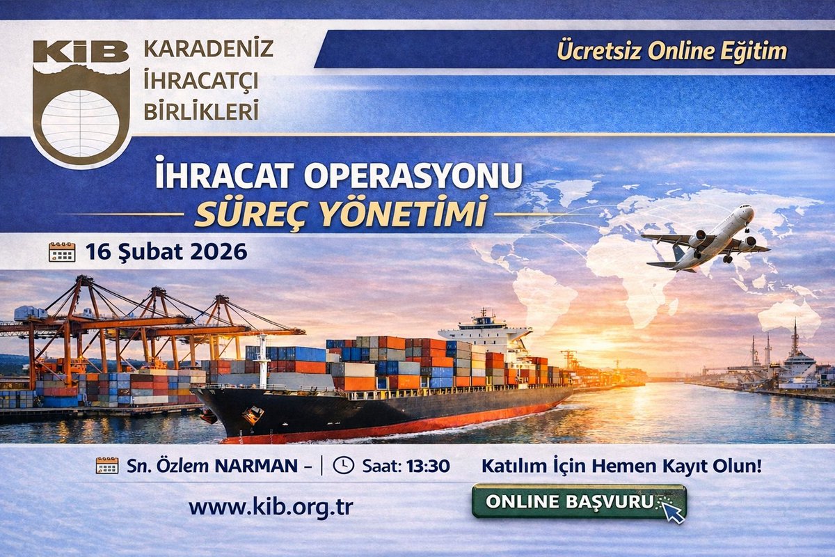 kibtr's tweet photo. KİB Genel Sekreterliği tarafından organize edilecek “İhracat Operasyonu ve Süreç Yönetimi” başlıklı ücretsiz online eğitime kayıtlar başladı!
📅 Eğitmen: Sn. Özlem Narman
⏰ Tarih: 16.02.2026 Pazartesi Saat: 13.30
Kayıt ve detay için: https://t.co/lWCPHUxf3j https://t.co/ywTUY55KL6
