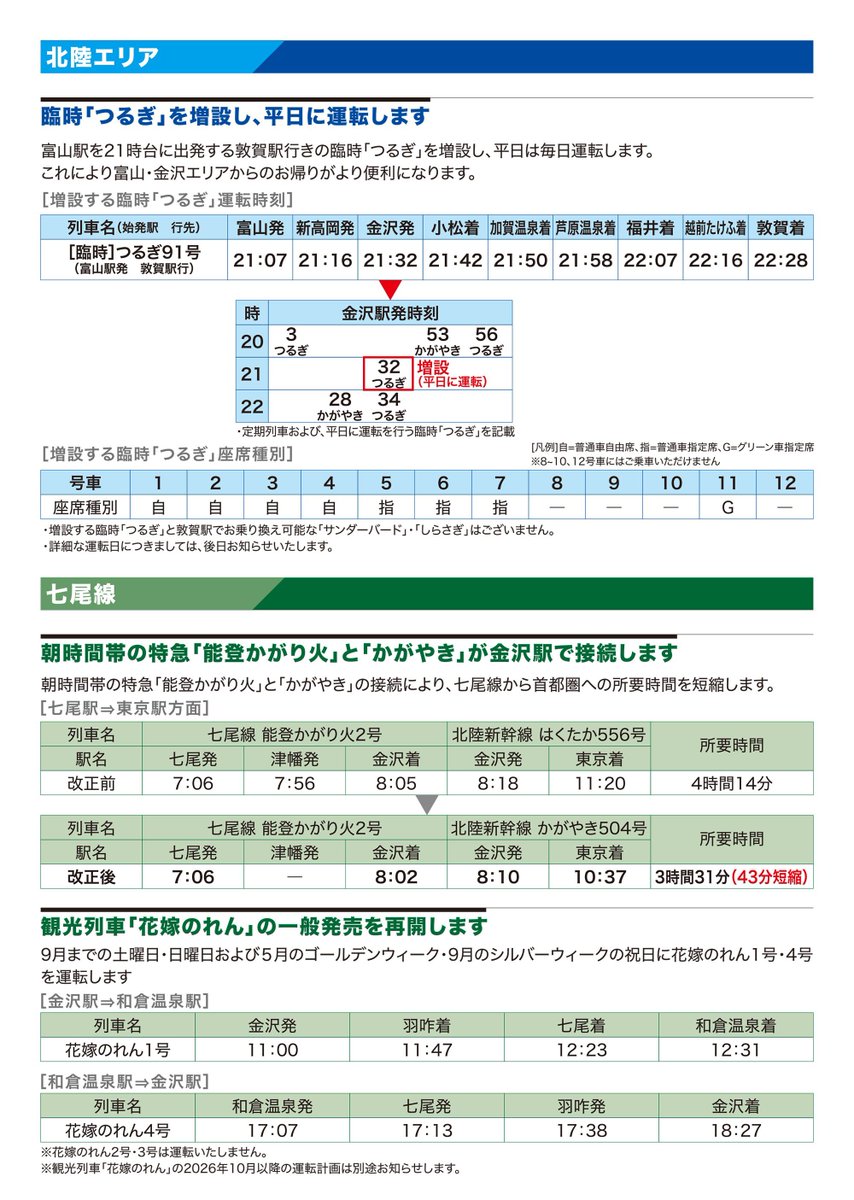 3月14日(土)以降】 ＜電子パンフレット版＞ 北陸新幹線・在来線特急