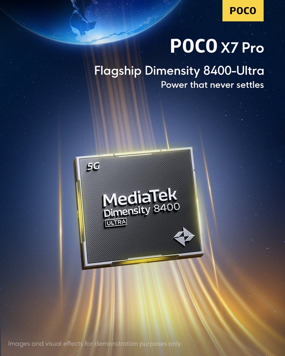 🌠 Power breaks through the stars.
Driven by Dimensity 8400-Ultra, #POCOX7Pro launches beyond limits — faster, stronger, and ready for the next frontier.