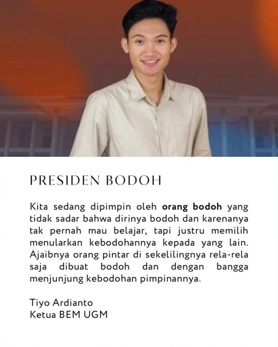 "PRESIDEN BODOH"

Olh: Tiyo Ardianto
Ketua BEM UGM