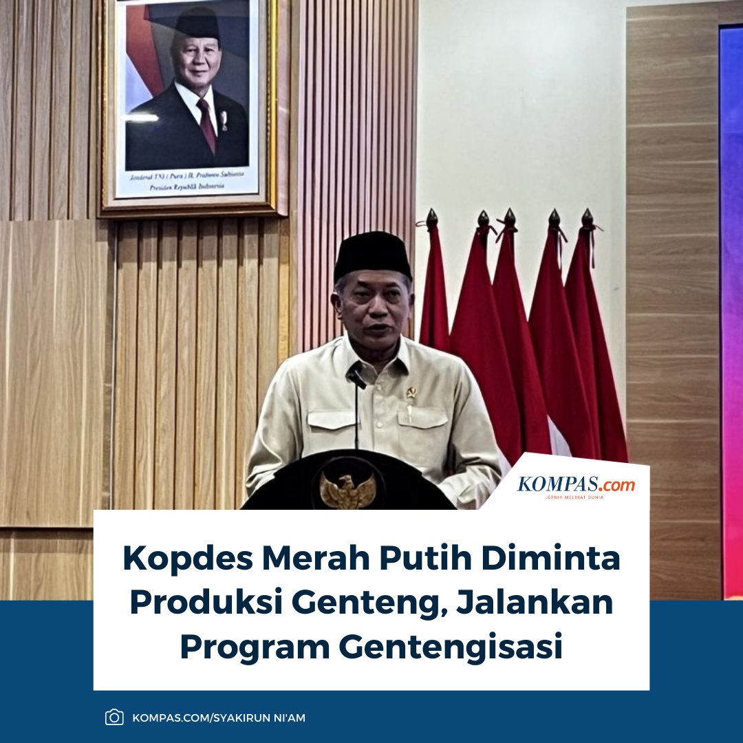 “Bapak Presiden ingin supaya perubahan atap-atap yang dari seng itu bisa diganti jadi genteng dan koperasi-koperasi juga diminta untuk apa namanya memproduksi genteng-genteng,” kata Ferry.

Baca di sini: money.kompas.com/read/2026/02/1…

~TR #ProgramGentengisasi