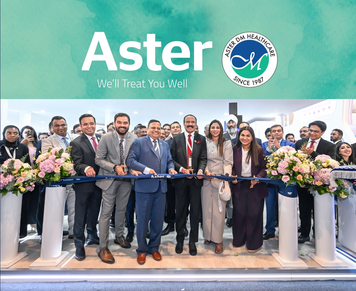 ASTERHealthcare's tweet photo. Our Founder Chairman, Dr Azad Moopen inaugurated Aster DM Healthcare’s pavilion at World Health Expo (WHX) Dubai 2026, the new chapter of the event formerly known as Arab Health, at the Dubai Exhibition Centre.

Aster DM Healthcare will soon be unveiling game-changing projects shaping the future of healthcare in the UAE and the region . Stay tuned .