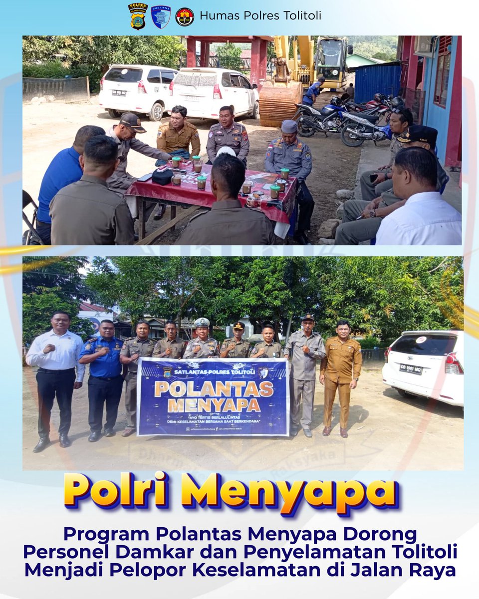 Dalam rangka pelaksanaan Operasi Keselamatan Tinombala 2026, Satuan Tugas Pembinaan dan Penyuluhan (Satgas Binluh) menggelar kegiatan sosialisasi tertib berlalu lintas melalui program Polantas Menyapa di lingkungan Satuan Pemadam Kebakaran dan Penyelamatan Kabupaten Tolitoli.
￼