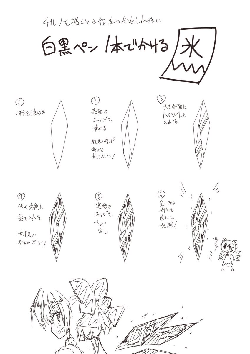 チルノを描く時役立つかもしれない氷の描き方 