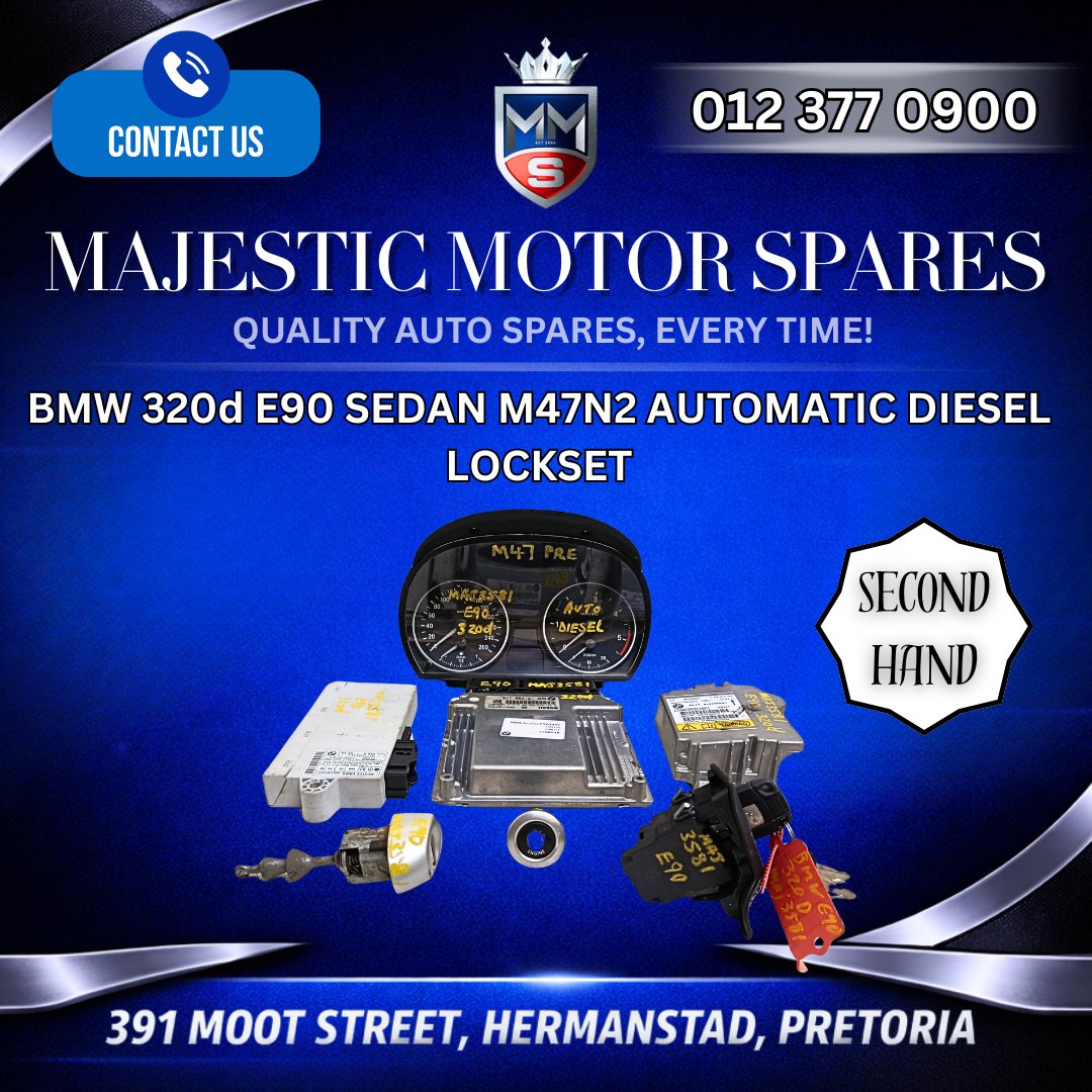 SpareMotor's tweet image. BMW 320d E90 Sedan M47N2 Automatic Diesel Lockset – Used
#BMW320d #BMWE90 #M47N2 #Lockset #UsedBMWParts #ElectronicsAndSensors
View online: majesticmotorspares.co.za/product/bmw-e9…