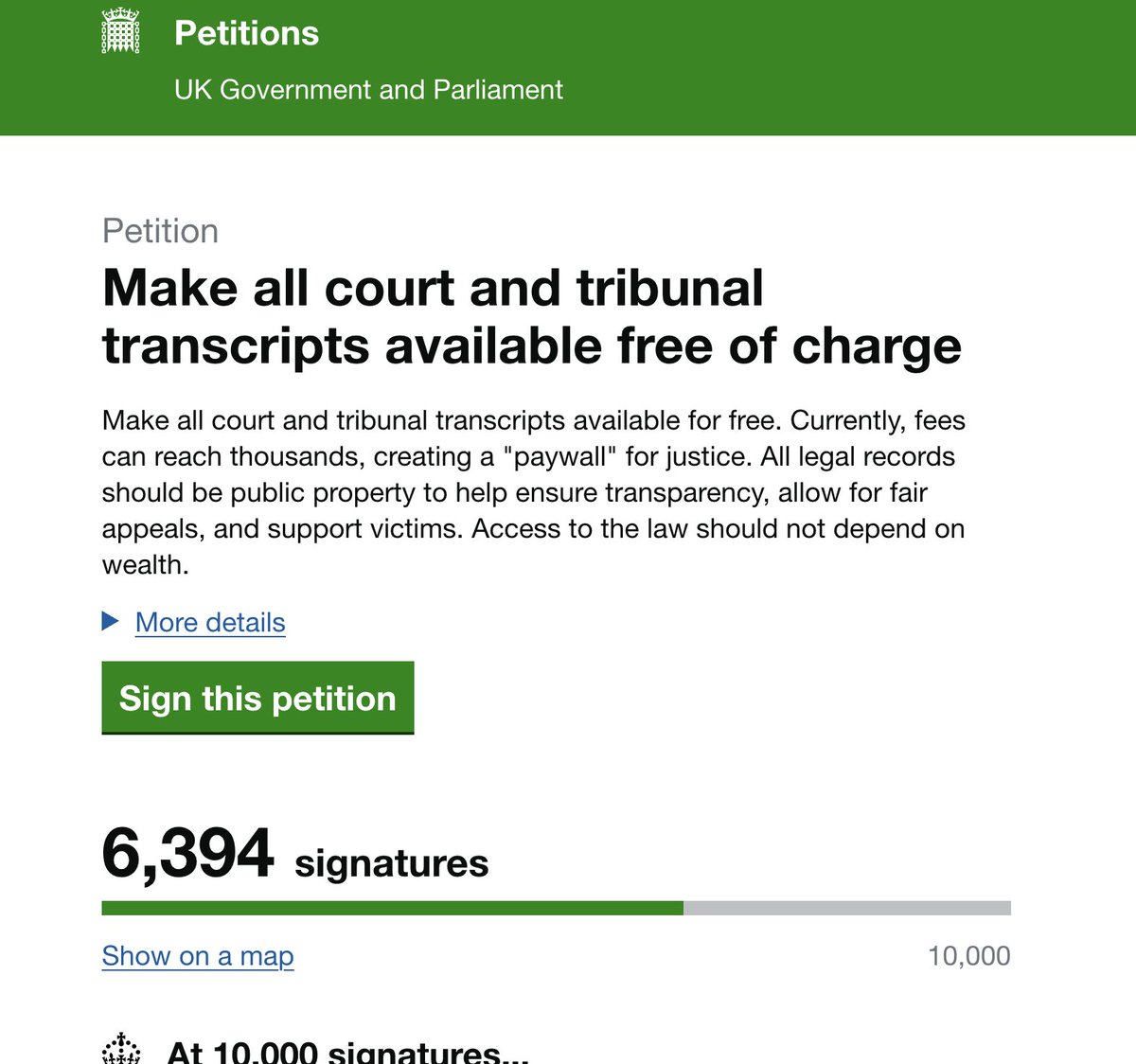 dshensmith's tweet image. PLEASE keep this going, sign and share. 
Court transcripts should not be extortionate.
£500 for a small claim hearing transcript that you MUST have to appeal an unjust judgment.
£20,000 for a rape victim to obtain a transcript to show errors in a trial of her attacker.
Sign…