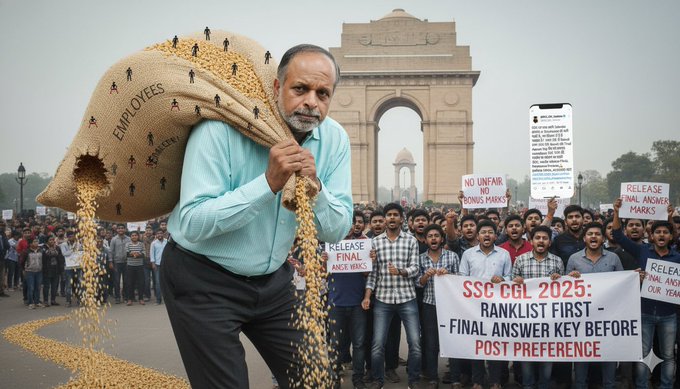 abbpschief's tweet photo. हर साल अपने हिसाब से Employees की बोरी भरती है,पर दिक्कत ये है कि उसमें छेद है।अगर इसी तरह Result के साथ Final Answer Key देती है तो इस साल भी हजारों candidates SSC की गलती से अपने कैरियर का कीमती एक साल व्यर्थ करेंगे #SSCCGL2025_RankListFirst #SSCCGL2025_FinalAnswerkey https://t.co/e3KyNCiv4Z