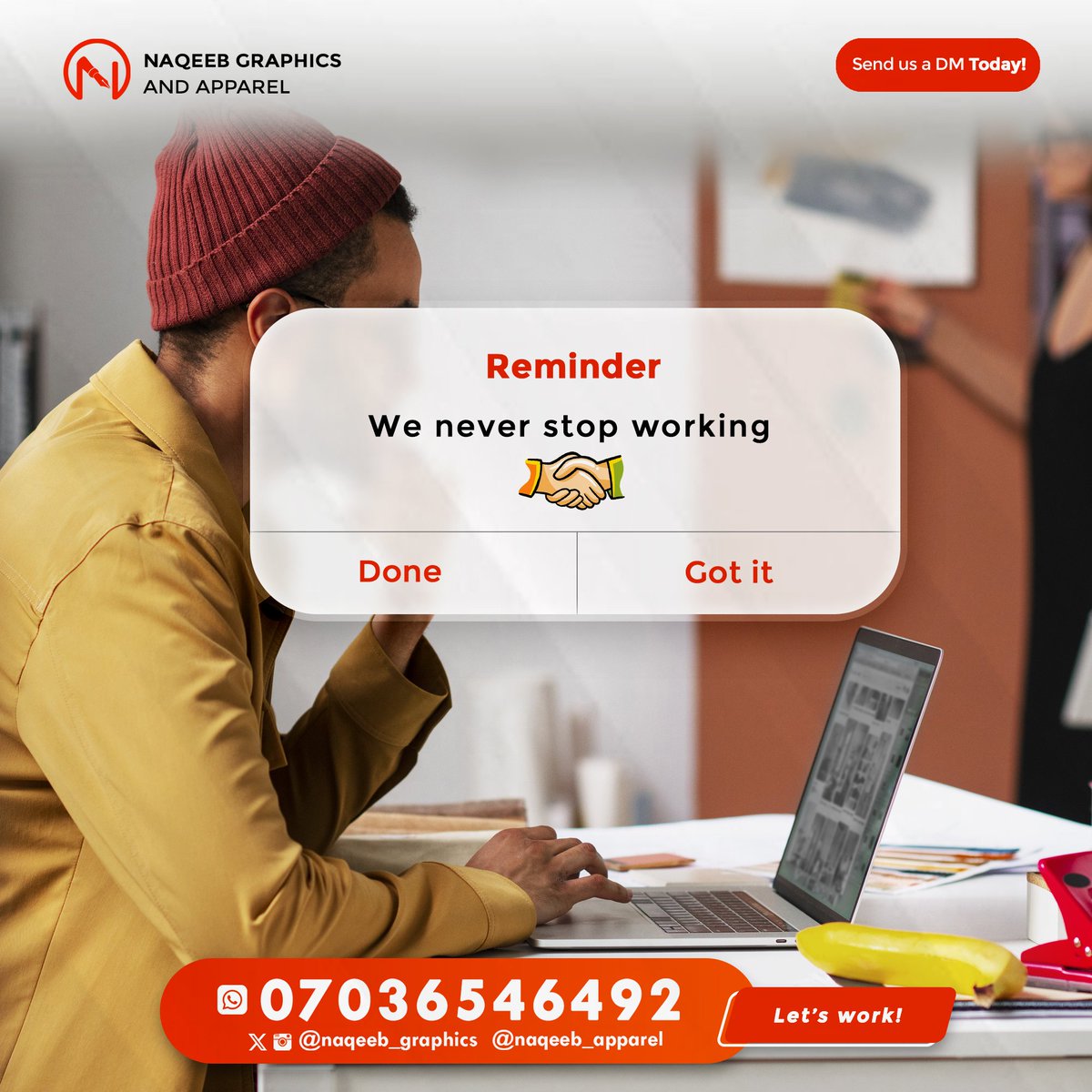 naqeeb_graphics's tweet photo. Please patronize me this week and refer me to people that needs my services 🙏🏽

We are on 💺 
Anything Designing related!
Anything Branding related!
Anything Printing related!
Anything Apparel related!

BRINK WORK 💯✌️

https://t.co/BWMsDBpBDX https://t.co/a9yr70oTAP