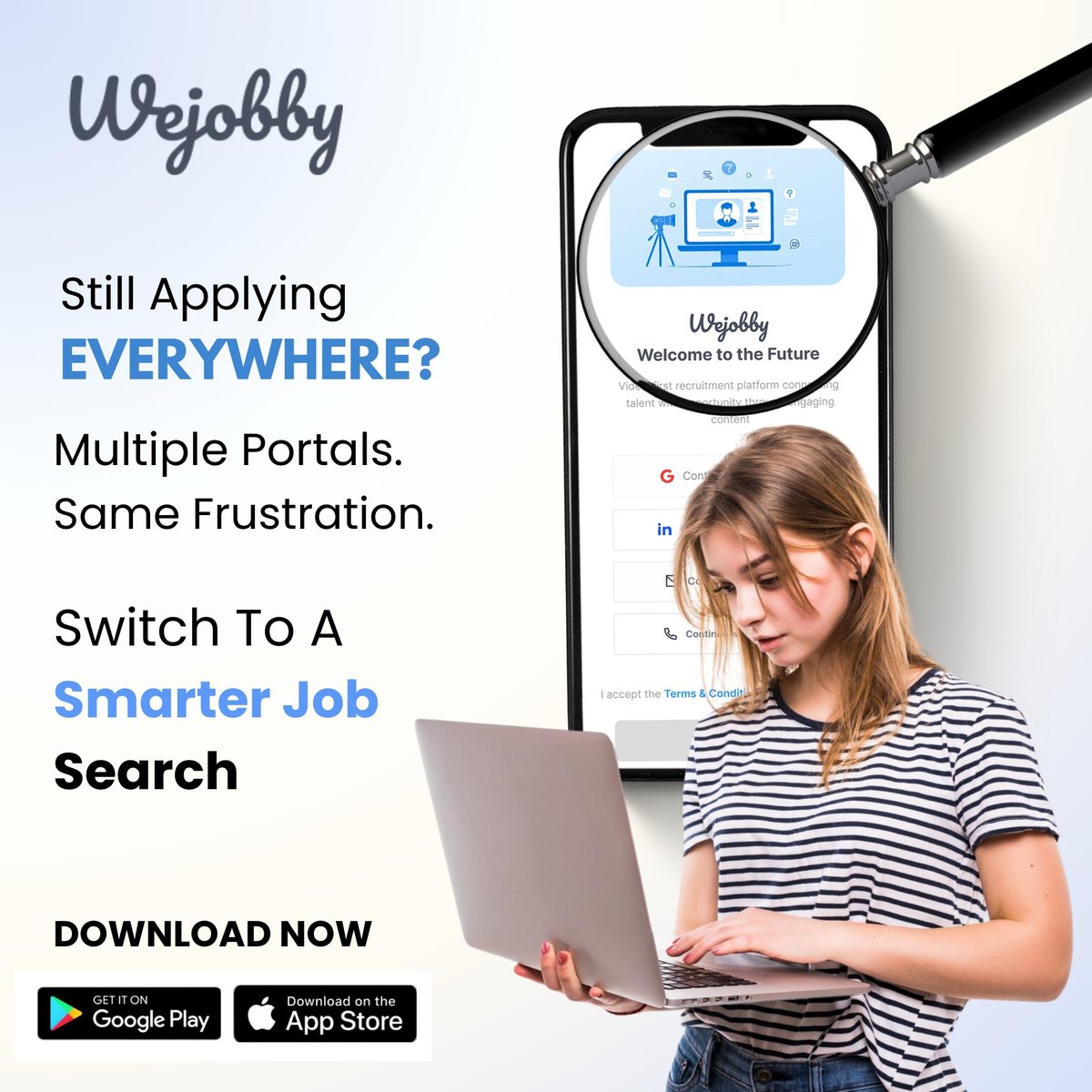 wejobby_com's tweet photo. Still jumping between job portals and getting nowhere?
It’s time to switch to a smarter job search. 
With Wejobby, find the right opportunities faster, 
Download Wejobby now and apply smarter.
Google PlayStore = https://t.co/IbIaz3nZ3M
App Store = https://t.co/QNqpDMZev5
#wejobby https://t.co/XNRONq4q5y