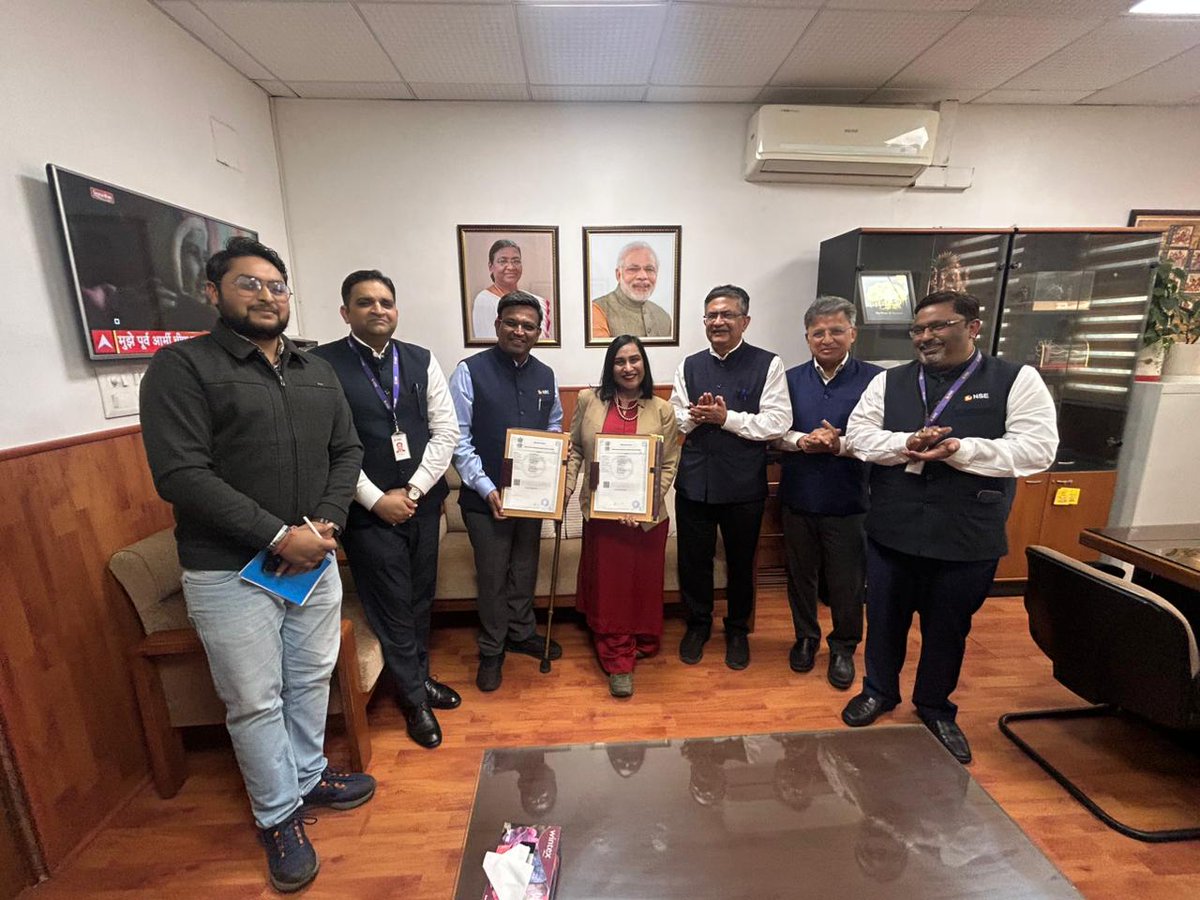 NSEIndia's tweet photo. In a landmark step towards realizing the vision of Antyodaya – uplifting the last person in the queue – and building a Viksit Bharat by 2047, the Department of Posts (DoP), Ministry of Communications, Government of India, and NSE, India’s largest real-time financial ecosystem, today signed a Memorandum of Understanding (MoU) to partner on the NSE MF Invest Platform. This collaboration aims to transform the modest savings of millions of rural and small-town Indians into lasting wealth by channelling “stranded savings” into productive mutual fund investments.

The MoU was signed by SuShri Manisha Bansal Badal, General Manager, CCS & RB, Department of Posts, and Shri Sriram Krishnan, Chief Business Development Officer NSE, in the august presence of our MD & CEO, Shri @ashishchauhan, in Delhi, today. 

#NSE #NSEIndia #MOU #NSEMFInvest #ViksitBharat #Delhi  @IndiaPostOffice  @shypk