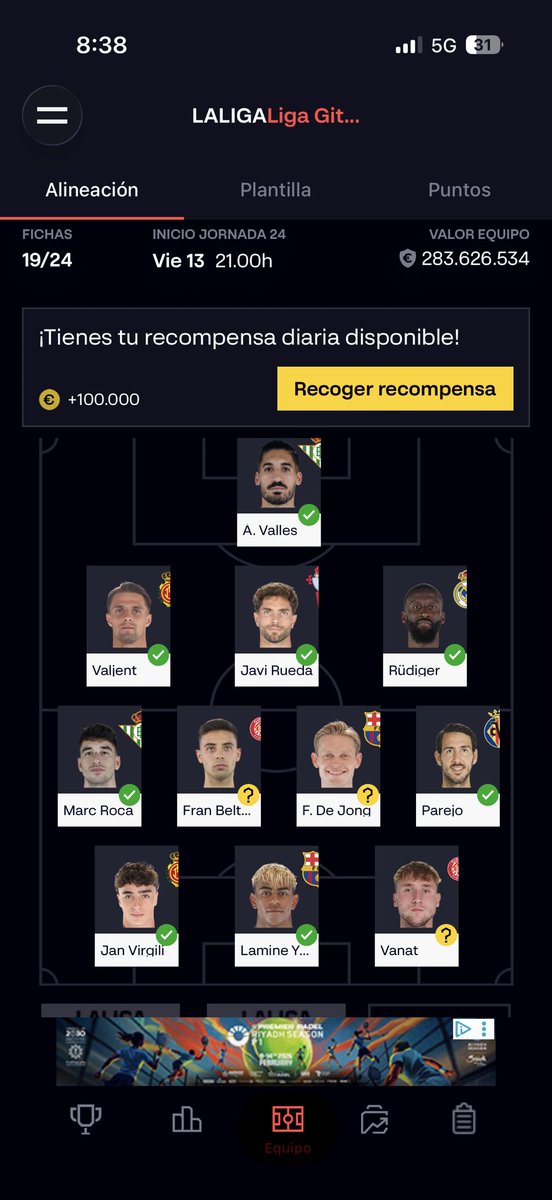 Dudas para esta semana por ahora tengo esto <a href="/Wizo14_/">Wizo</a> 
PT : Ryan , peña
DFC: Valentín Gómez , al hilali
Mc : Mendoza,reina ,lozano y samu costa