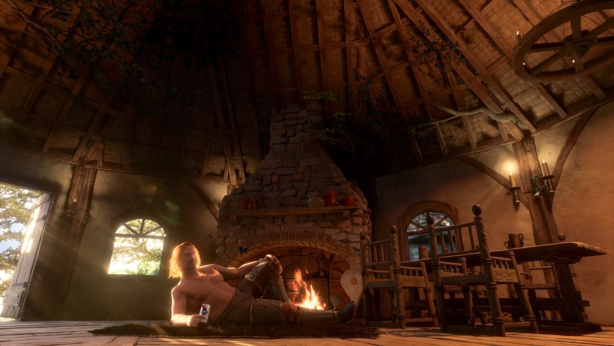 Nothin like chillin by the fire after a hard night out in Lyonesse.