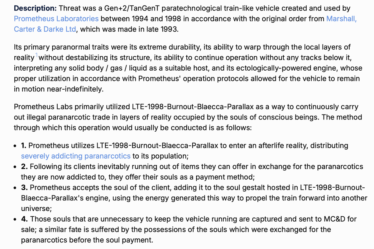 SCP is genuinley the dopest shit ever. What do you MEAN there was an interdimensional train that gets souls addicted to super fent!?.
