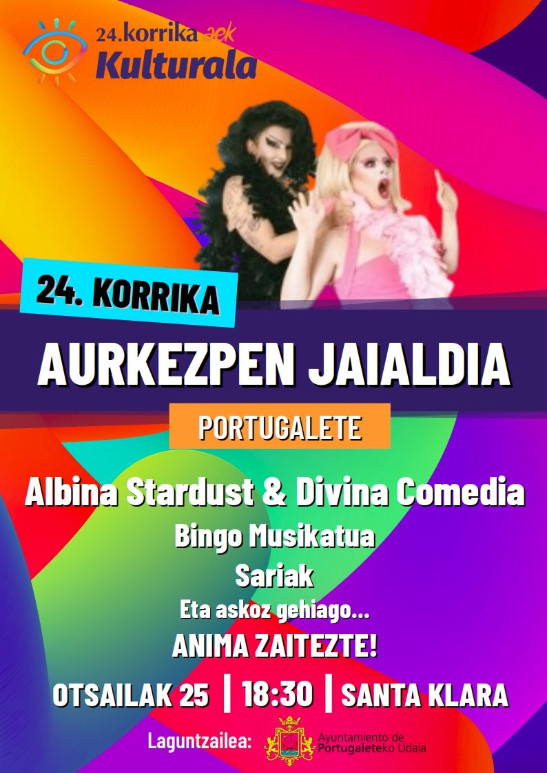 Otsailaren 25ean 18:30ean Santa Klaran ⁦24. Korrikaren aurkezpena egingo dugu ⁦<a href="/AlbinaStardust/">ⱯLBINA</a>⁩ eta Divina Comedia artisten eskutik. Zatoz. #Portugalete