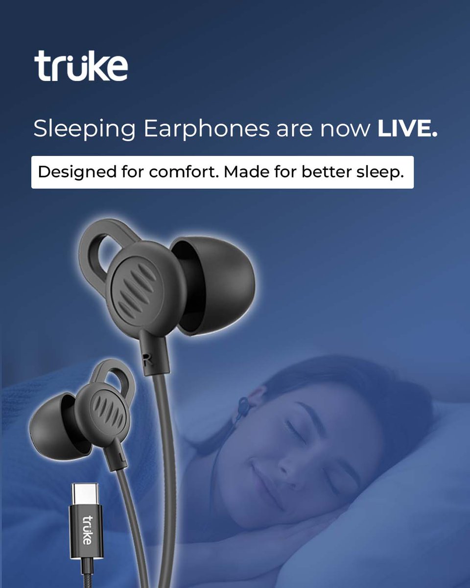 Sleep finally gets the upgrade it deserves.
Ultra-comfortable sleeping earphones, designed to stay in and switch off the noise. 

Now live. 😴🎧
SLP ₹499. Don’t miss it.
Buy now: truke.in 

#BetterSleep #SleepTech #NowLive #Truke