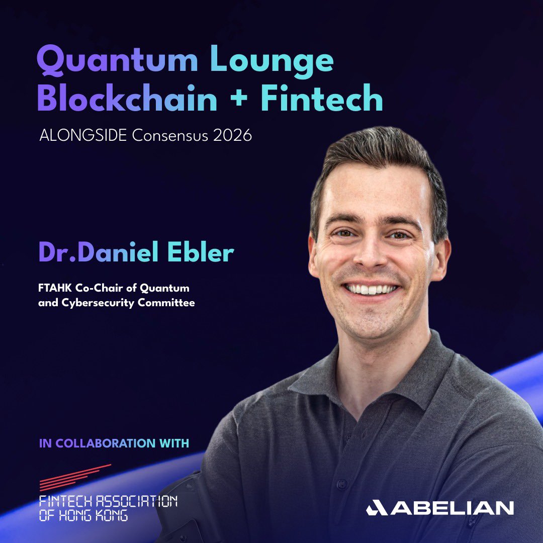 PQabelian's tweet photo. In Conversation with @ebler_dan at Quantum Lounge

We’re pleased to welcome Dr. Daniel Ebler, FTAHK Co-Chair of Quantum and Cybersecurity Committee, to Quantum Lounge | Hong Kong.

Daniel will dive into the rapid advancement of quantum technologies, their emerging commercial applications, and more critically, the very real threat quantum computing poses to today’s cryptography and cybersecurity foundations.

As quantum capabilities continue to advance, Daniel will explore how long-held assumptions underpinning financial systems, digital security, and blockchain infrastructure could be challenged in the future. He will offer a forward-looking perspective on what lies ahead, and why institutions should begin preparing early.

📅 February 12
🕖 7:00–10:00 PM
📍 Central, Hong Kong

📩 Apply for an invitation:
https://t.co/ESUZ2Ug1Xz 

We look forward to welcoming developers, investors, and ecosystem participants for an evening of meaningful exchange at Quantum Lounge.

#PQAbelian #Abelian #ABEL $ABEL #PostQuantum
#QuantumSecurityTechnology #QuantumComputing
#Blockchain #Web3 #FTAHK #Consensus2026