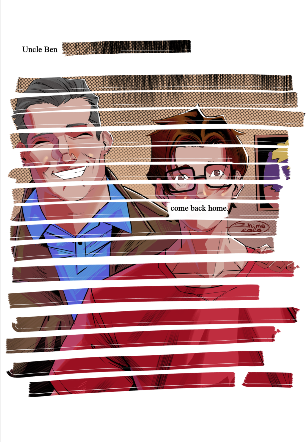 ShimoArt_'s tweet photo. I wanted to do it with Uncle Ben and Peter when I saw this ( I also made a page with Felicia looking at the photo 😭) #Spiderman #peterparker #feliciahardy #BlackCat https://t.co/sJleIa9Xwi
