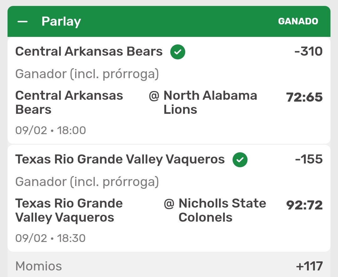 CoachMendez73's tweet photo. Las dos jugadas del grupo, cobradas ambas 💰💰🔥🔥🔥🔥

Al final se sufrió en Under, lo ganamos justamente por el .5 😅

El parlay parecía que se daba sin problemas pero la realidad fué que Central Arkansas inició muy mal, llegando a estar más de 12 puntos abajo. https://t.co/Zj5ZcDGptL