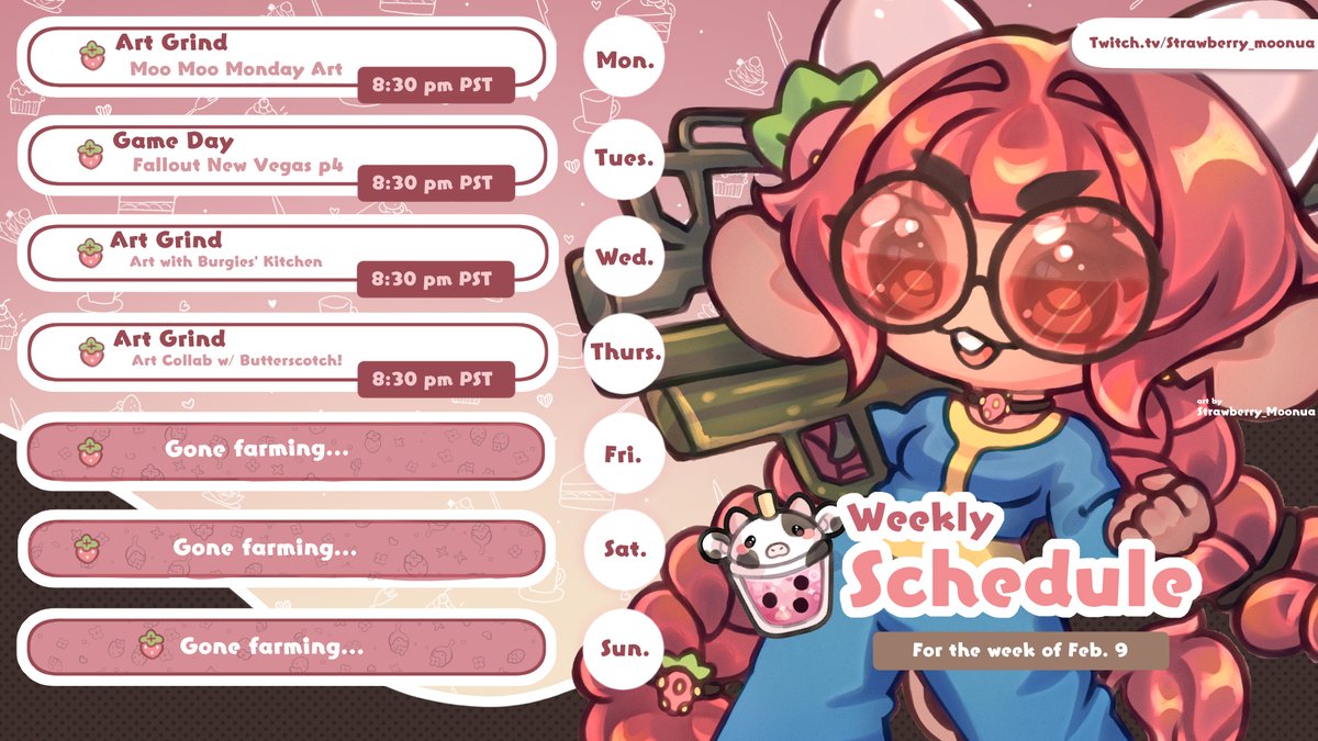 Schedule for dis week :3 It's a short week!