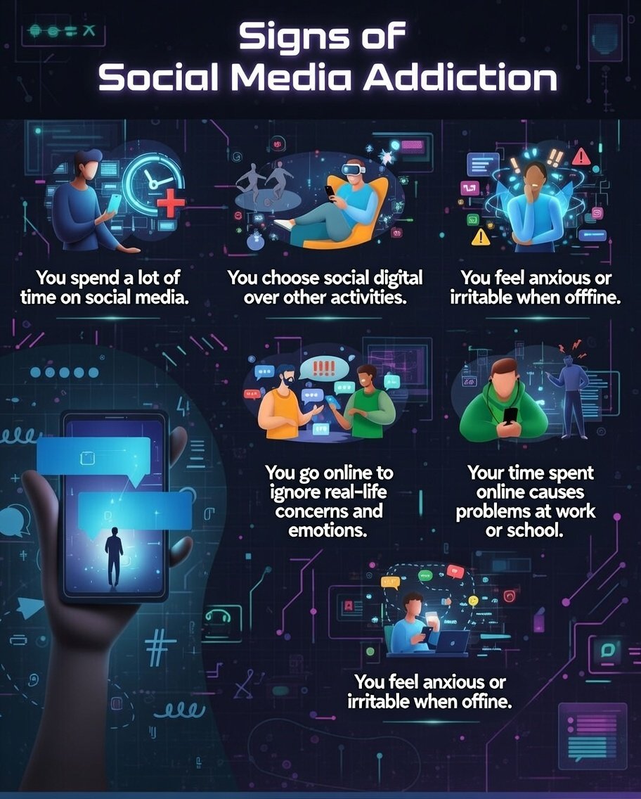 Abidpgdm's tweet image. 📱 Scrolling endlessly, even when you know you should sleep? You might be addicted… 😅 #SocialMediaLife #digitaldetox 
👀 Checking your phone first thing in the morning &amp;amp; last thing at night? Time to rethink! 🌙✨

🤯 Notifications control your mood…