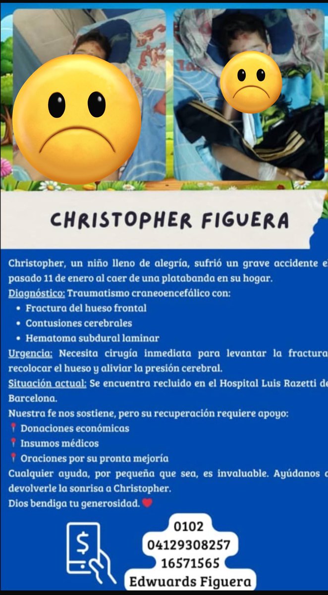 AlexaGomezDos's tweet photo. El niño Cristopher Figuera nos necesita 💙 cualquiera apoyo. Es importante. En la publicación los datos de su padre para cualquier información adicional. Muchísimas gracias https://t.co/64zqsCPQdw