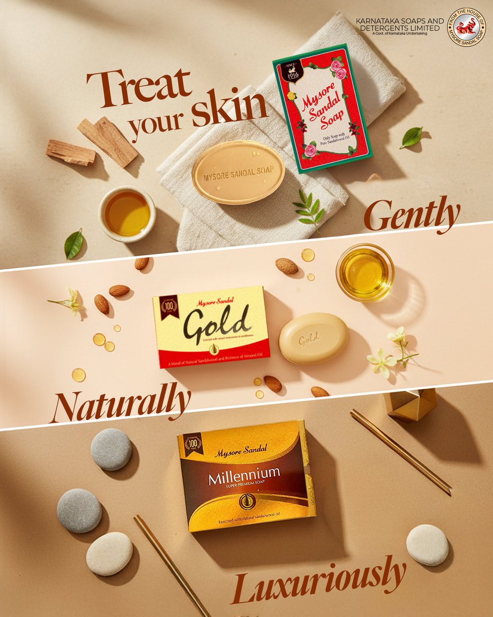 MysoreSandalIn's tweet photo. Let your skin shine with the perfect glow. Made from natural sandalwood oil get your hands on a range of soap from the House of Mysore Sandal.
#MysoreSandal #KSDL #GoldSoap #MysoreSandalwood #BeautySoap #SandalwoodSoap #MysoreSandalwoodOilKarnataka #NaturalIngredients #AlmondOil https://t.co/twpymLvp5e