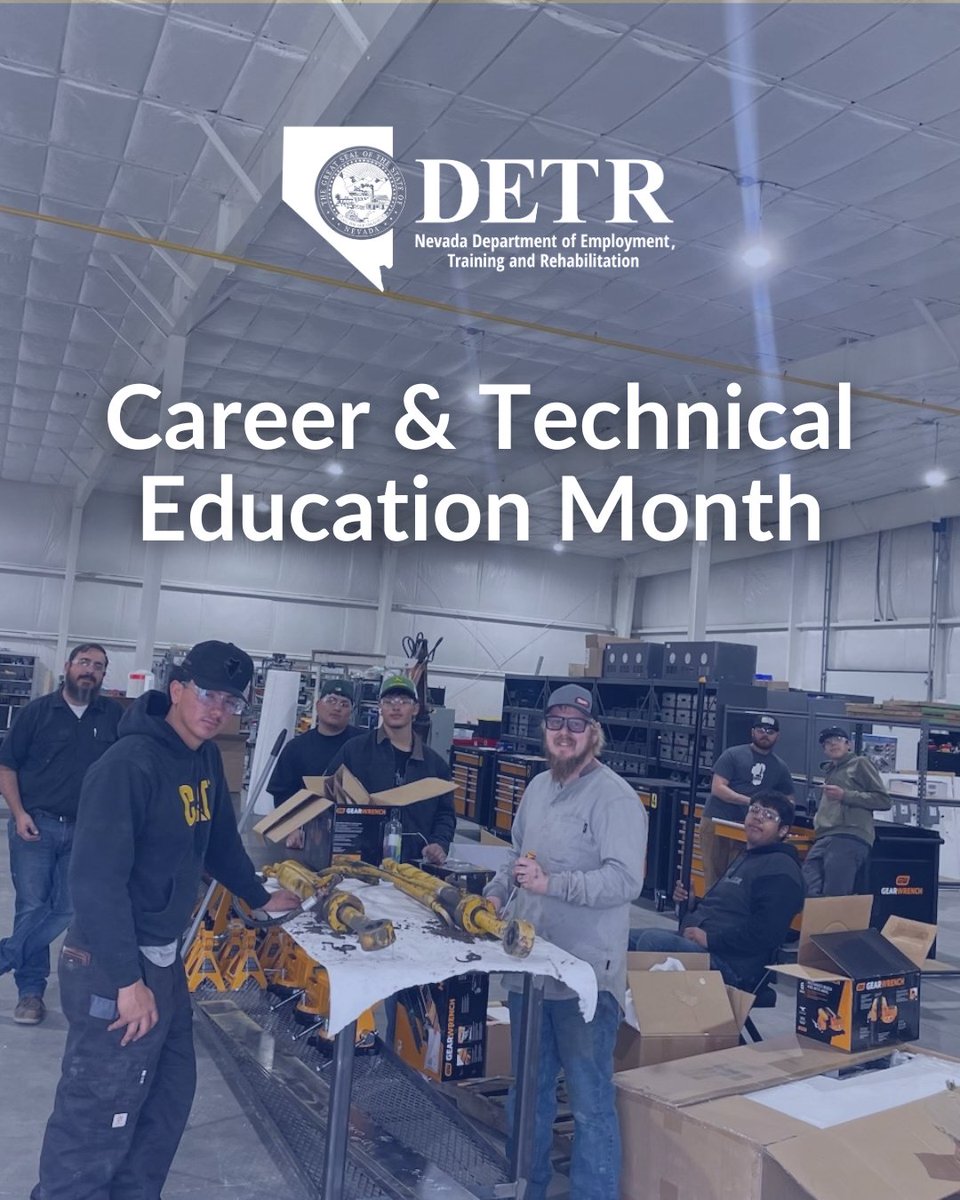 DetrNevada's tweet image. Career &amp;amp; Technical Education (CTE) is the fast track to vital industries in our economy. 
@Nevadaworks @WCNevada @EmployNVSouth &amp;amp; @EmployNVNorth can connect you to real-world training for real-world skills and jobs.
#CTEMonth #WorkforceDevelopment #FutureOfWork