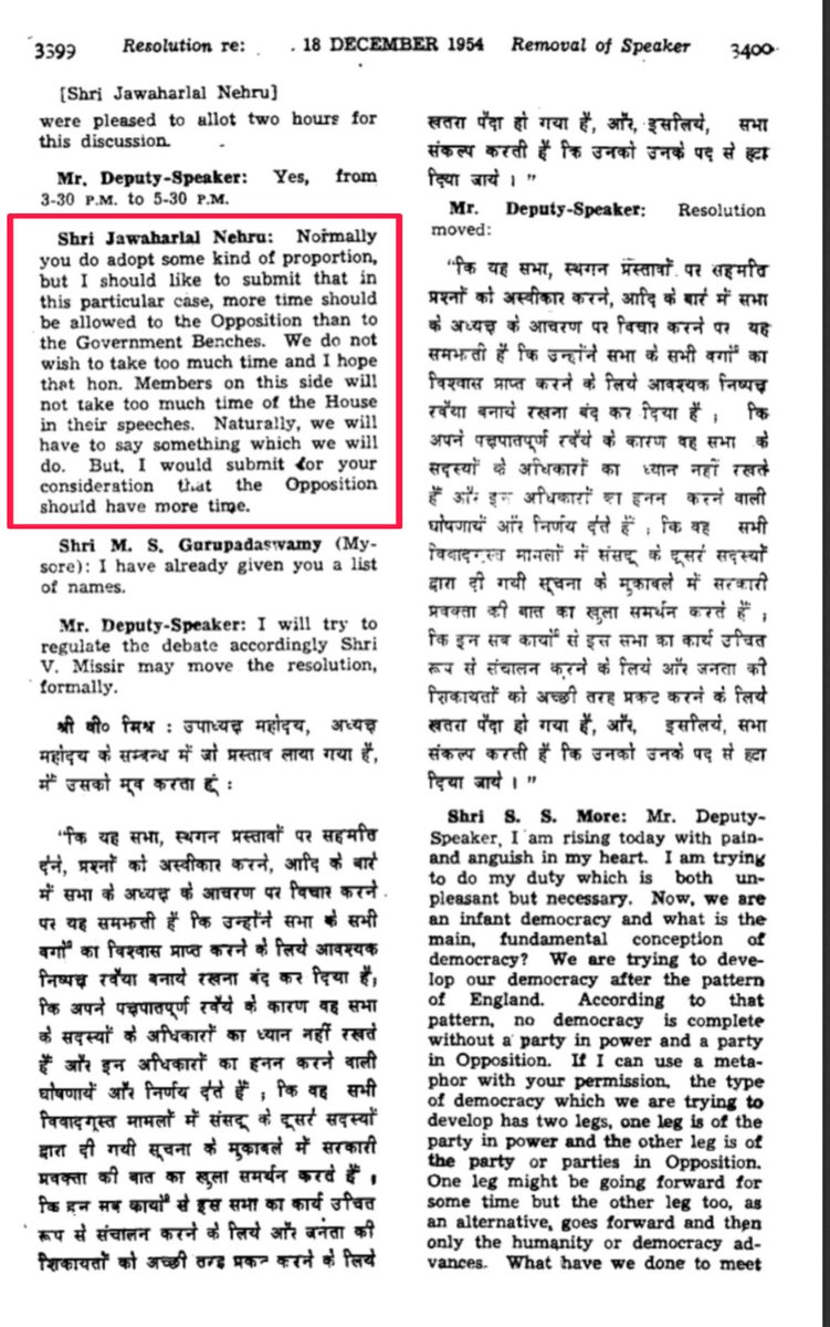 On the afternoon of December 18 1954, the Lok Sabha took up a Resolution moved by the Opposition for the removal of the Speaker. This is how the debate began:

Mr. Deputy Speaker: The House will now take up the Resolution.

Shri Jawaharlal Nehru: Sir, may I make a submission to