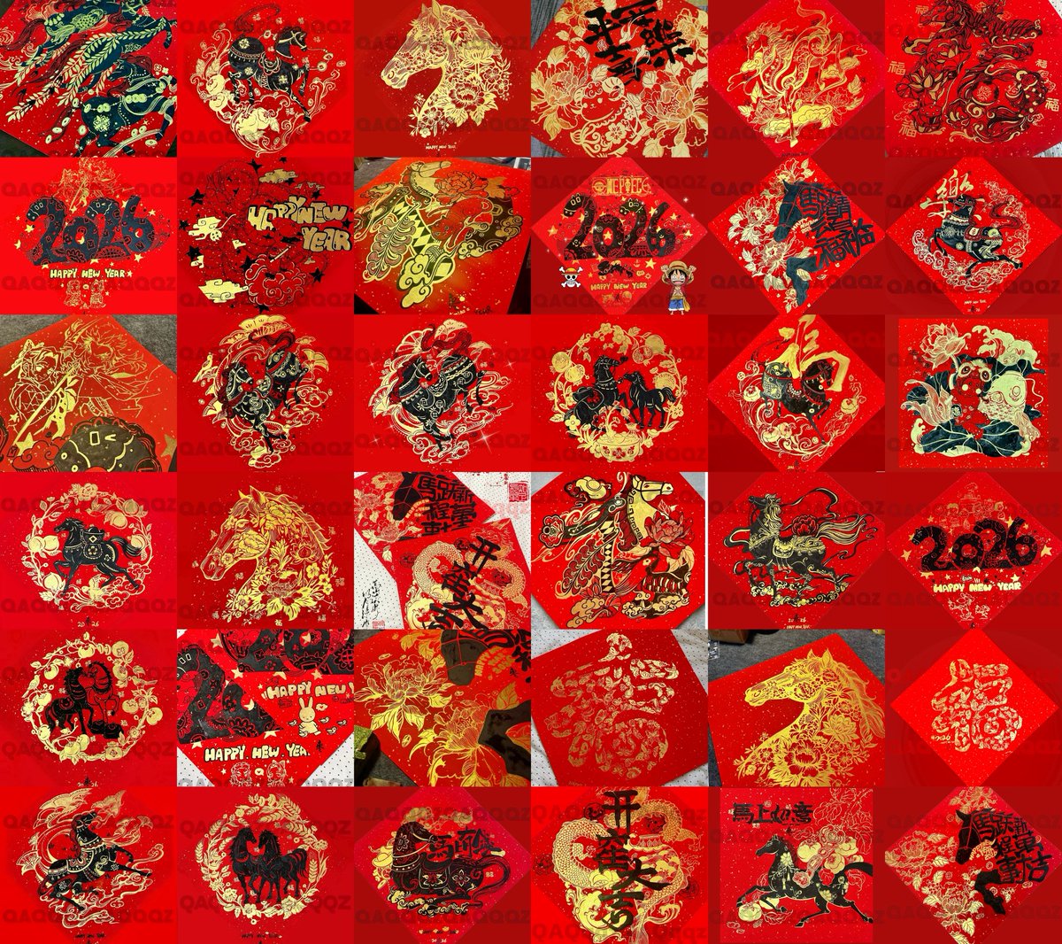 ：

整整51幅马年年画全部都已经发出了，谢谢大家的支持和欣赏。看到很多朋友的上门返图我也很开心，甚至很多都特意买了画框裱起来，我也觉得很幸福！所以希望多多发我买家秀，㊗️大家新年快乐！

ps：羊年准备尝试刻版来印可以期待一下(✧◡✧)我的人生第一张版 https://t.co/nZ0jeQyW3i