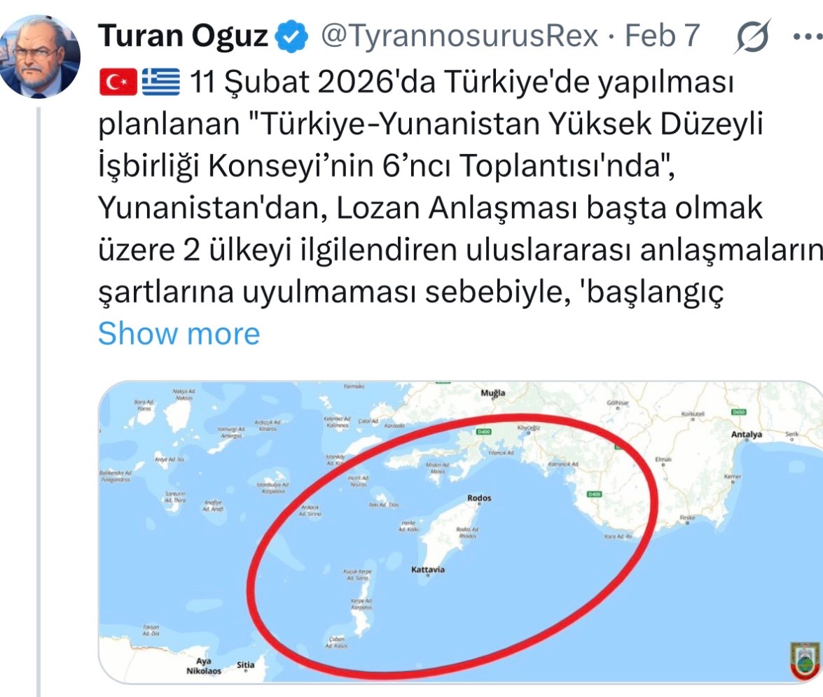 Τα Δωδεκάνησα, όλο το σύμπλεγμα, και ο τελευταίος βράχος του, δεν ανήκαν ποτέ στην Τουρκία. Ούτε για ένα δευτερόλεπτο στη διάρκεια της ιστορίας από την γέννηση του τουρκικού κράτους. Η Τουρκία ουδέποτε είχε δικαιώματα σε οτιδήποτε που έχει σχέση με τα Δωδεκάνησα»,