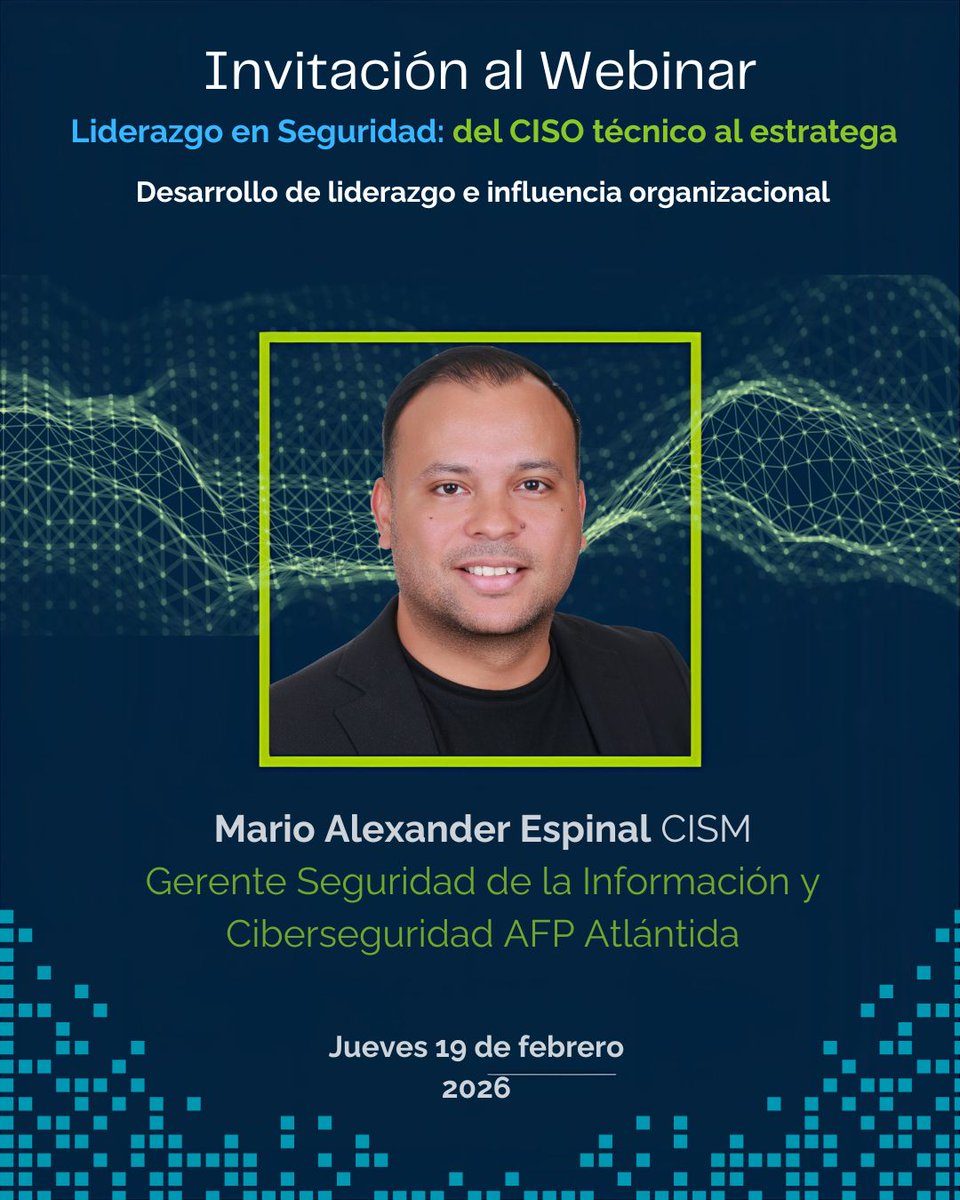 La Dirección de Relaciones Académicas del Capítulo Tegucigalpa le extiende una cordial invitación al webinar a realizar el 19 de febrero de 2026 a las 7:00 PM.

Reserva de participación en el siguiente enlace:
👉 events.teams.microsoft.com/event/c81524ae…