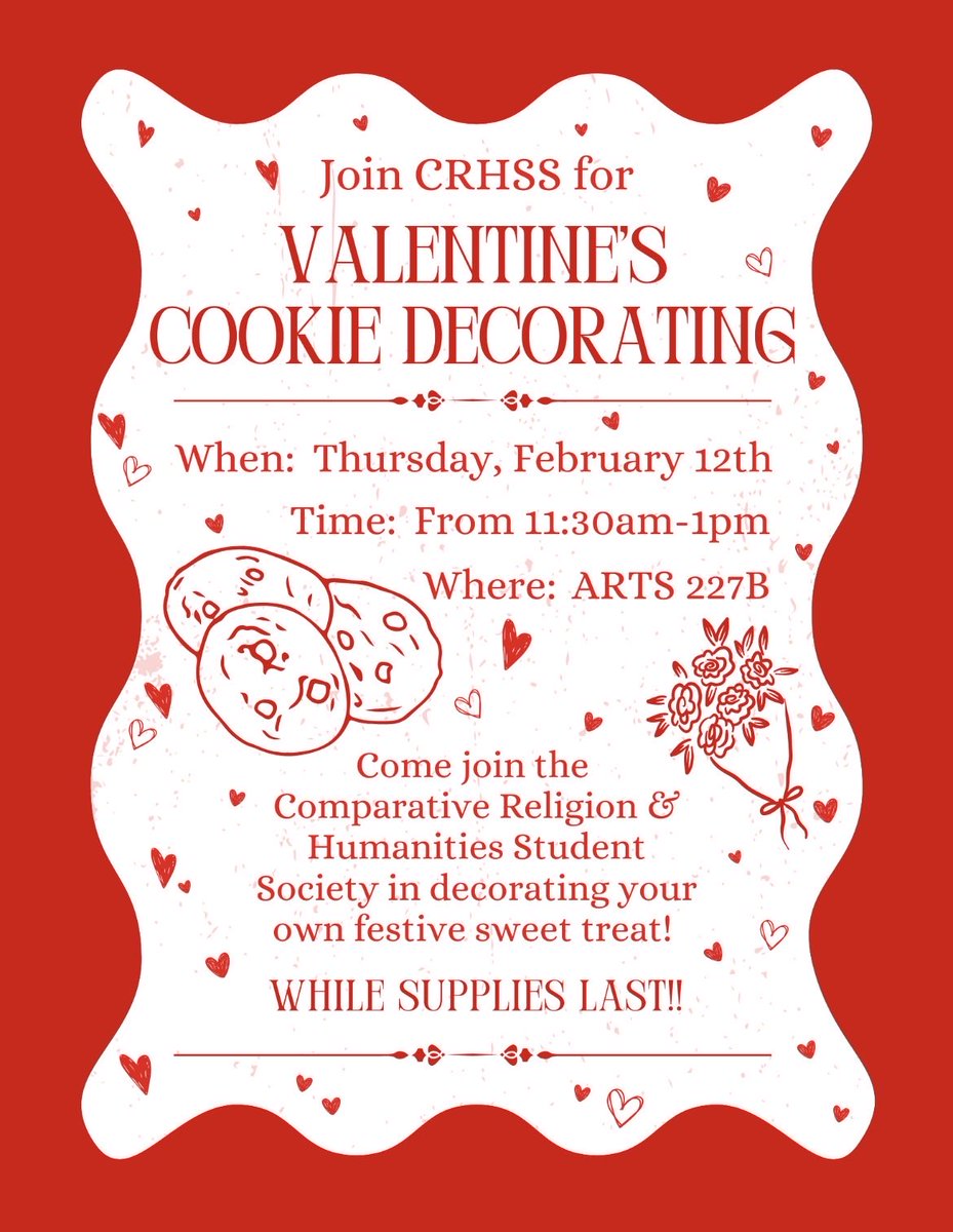 CORHDept's tweet photo. CRHSS event on campus 2/12! Come decorate cookies while supplies lasts❤️ https://t.co/haGATFWAU1