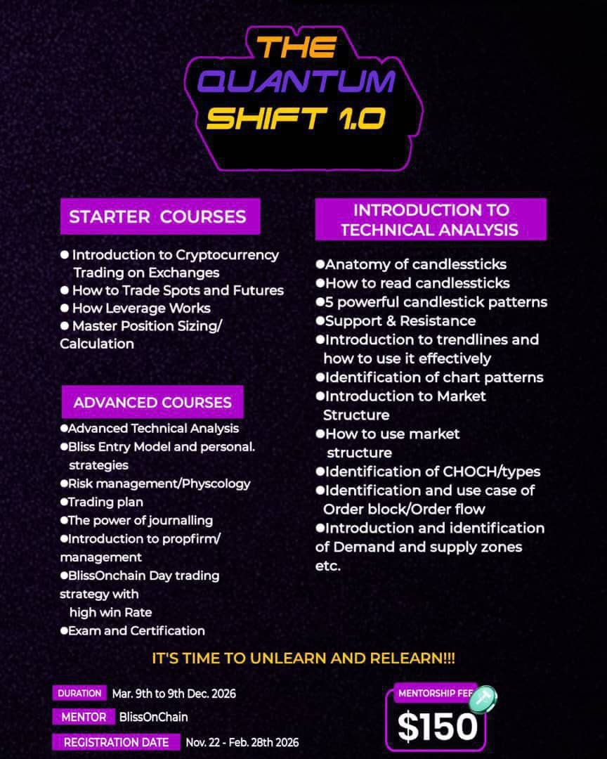 web3_blizz's tweet photo. I'm thrilled to announce that Registration for my Mentorship program ends on the 28th February 2026.

This class is design to Elevate you from a complete Newbie to a master Technical Analyst like me. 

Seize this rare opportunity.

Mentorship runs through the year 

Classes will start on the 9th of March 

Once registration window ends, payments closes.

If interested,dm for payment.

Disclaimers: I WILL NEVER DM YOU ASKING FOR MONEY

BE CAREFUL

Join wait-list 
https://t.co/8S8SpTCaFo