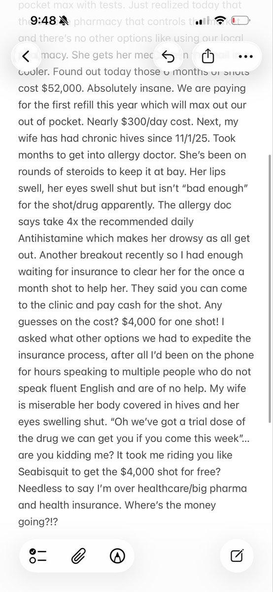 Don’t know how to do a long post so sharing my rant in two photos. Big pharmacy and health insurance are absolutely insane and frustrating. We are broken.