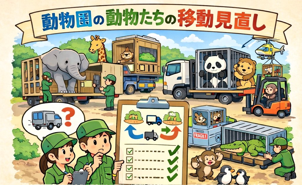 ChatGPTに作ってもらいました🐾 今後は、動物園の動物たちの移動