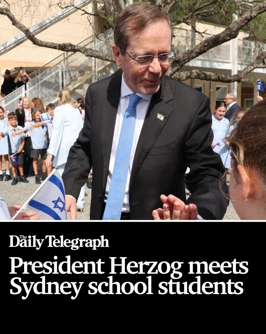 dailytelegraph's tweet image. The Israeli President has met with students from Jewish schools across Sydney, spending time with children at Moriah War Memorial College during his official visit.

#WATCH 👀 bit.ly/4ry1LVa