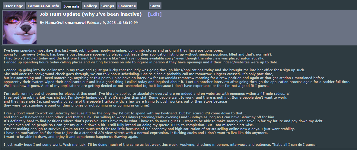 Job Hunt Update (Why I've been inactive) 

furaffinity.net/journal/113066…