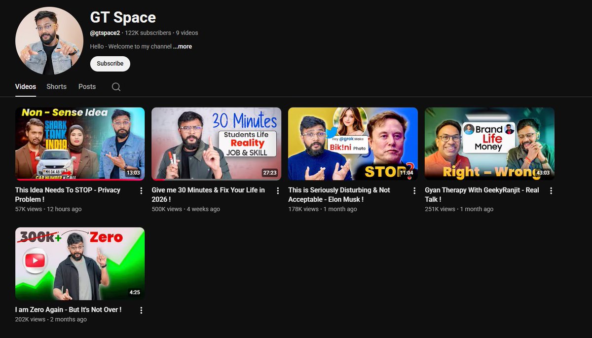 Think +ve, out of 5, you have 3-ve videos and we just had a call with Musk he said say sorry to you, he is very sad about your video. ! <a href="/GyanTherapy/">Rakesh</a>