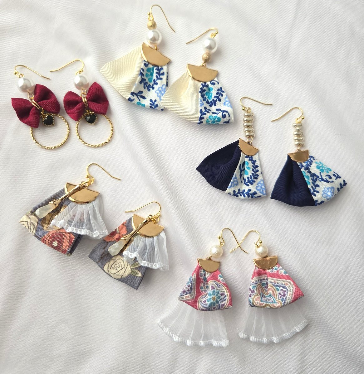 なう インド刺繍リボン×着物生地アクセサリー (@nownowhandmade