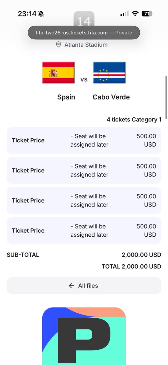 zarrys_vodka's tweet photo. Selling 4 FIFA tickets to the World Cup in Atlanta on June 15th. I originally had plans to go but won’t be able to go anymore. https://t.co/peic8CvYsd