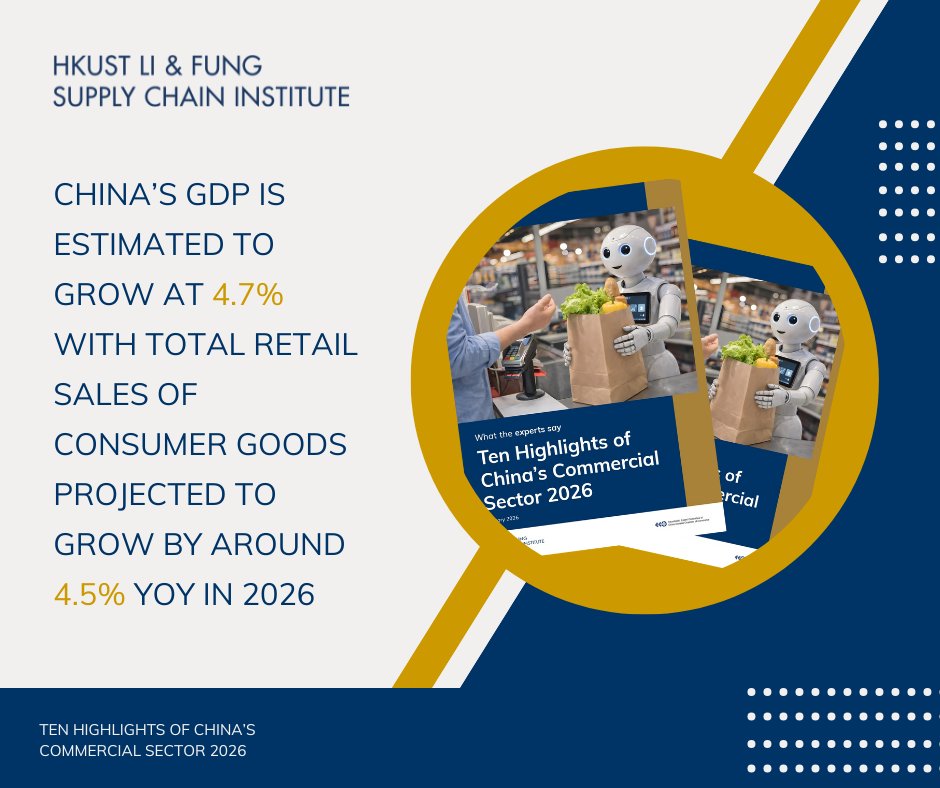 In 2026, China’s total retail sales of consumer goods projected to grow by around 4.5% yoy in 2026. And China’s GDP is forecast to record solid, policy‑supported growth at 4.7%. More at: ustlfsci.hkust.edu.hk/reports/ten-hi…