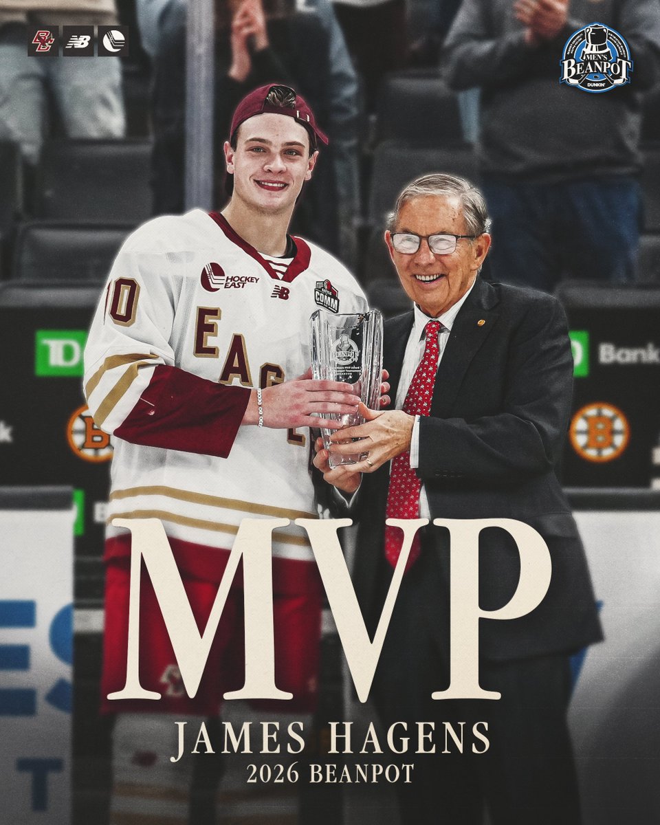 BC_MHockey's tweet image. James. Hagens. Beanpot MVP.
